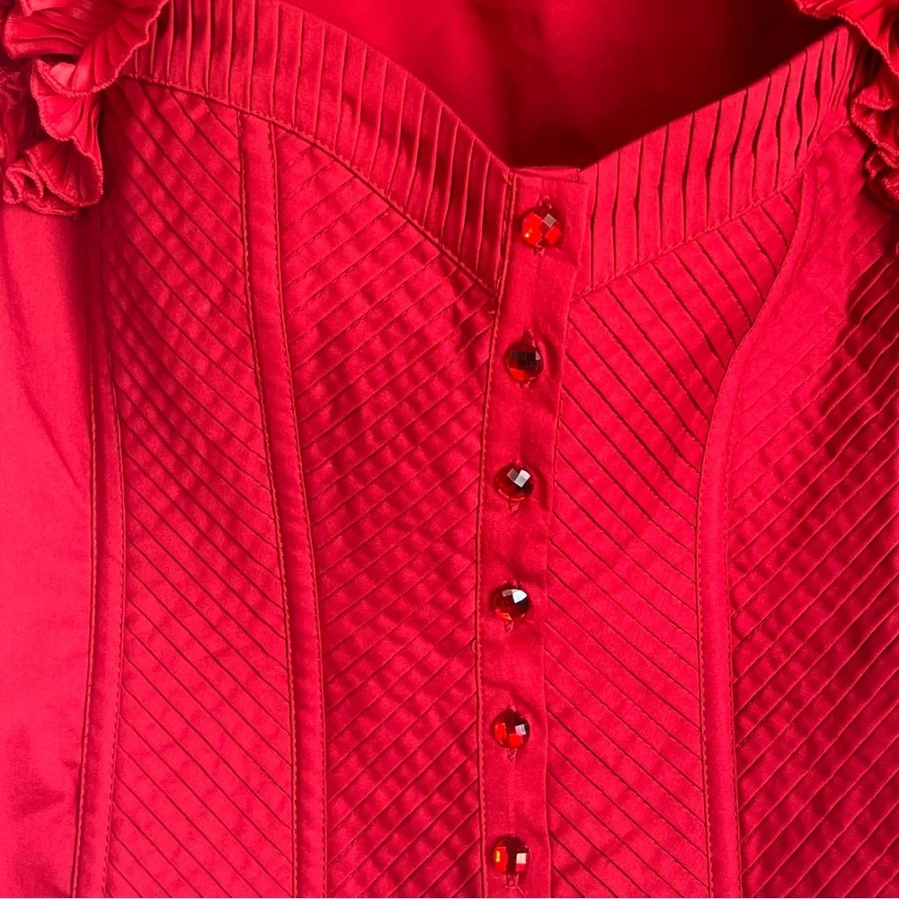bebe Red Ruffled Blouse - Picture 5 of 5